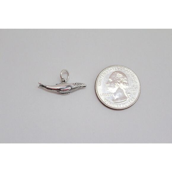 Sterling Silver Humpback Whale Charm, Sterling Silver Whale Charm - Picture 3 of 4
